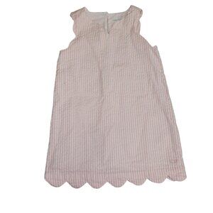 Vineyard Vines Girls 4T Pink & White Striped Sleeveless Scallop Hem Dress 2396
